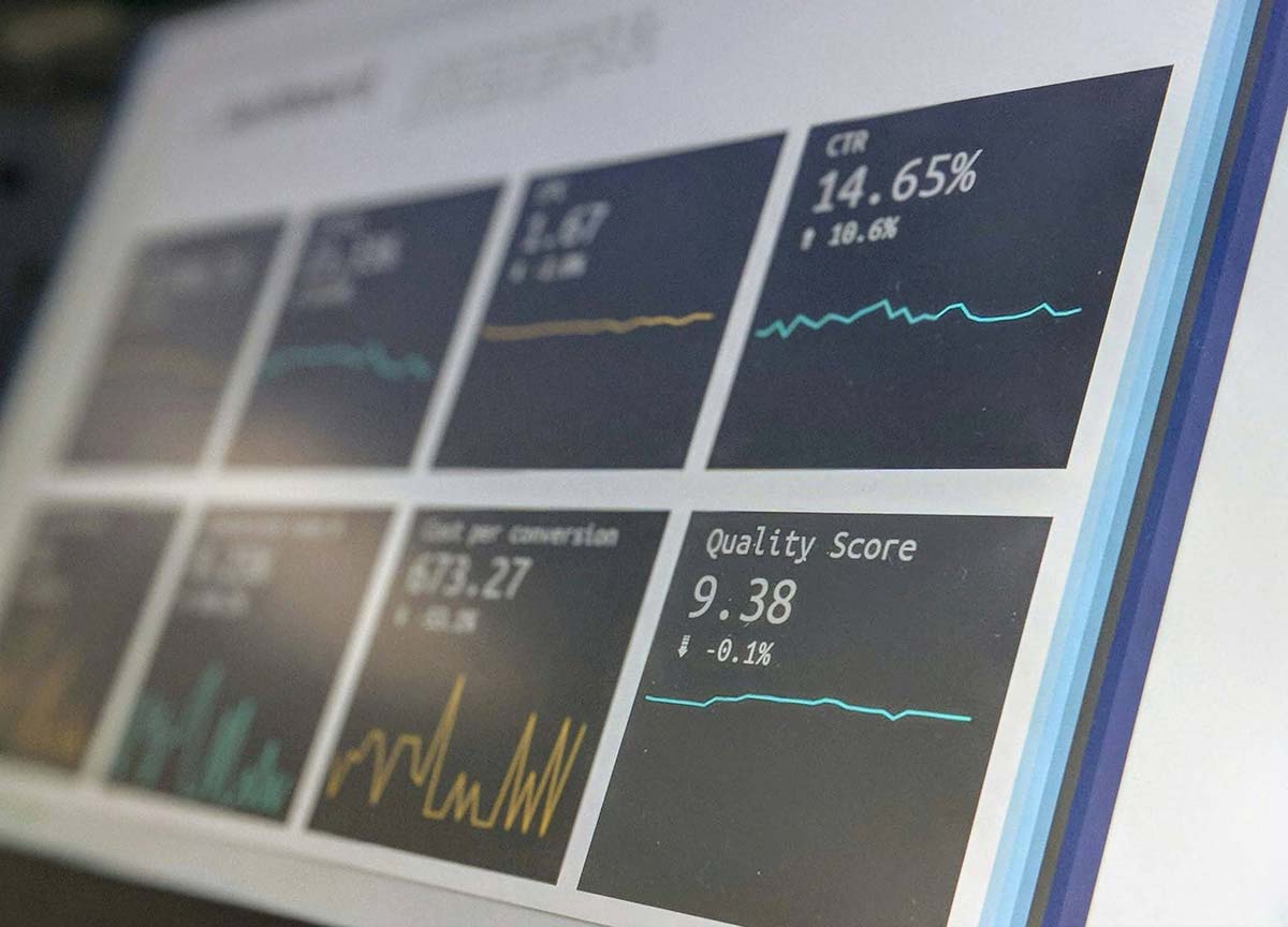Statistics about a website on a computer screen